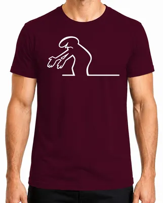 Imagen del producto de Camiseta para hombre, diseño "Linea Balum Strichmännchen Kult" de Osvaldo Cavandoli, color burdeos, talla M