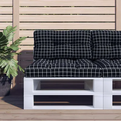 Produktbild von Möbel Palettenkissen Schwarz Karomuster 80x40x12 cm Stoff - Gartenmöbelauflagen 360617