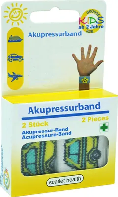 Produktbild von scarlet health | Akupressurband »Sea«, 1 Paar elastische Armbänder zur Anwendung am Handgelenk, für Kinder & Erwachsene – diskreter Reisebegleiter, Farbe:Gelb Auto