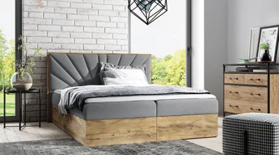 Produktbild von Kontinentales Bett 120x200 CHANTELLE 7 - Wotan Eiche / Grau + GRATIS Matratzenauflage