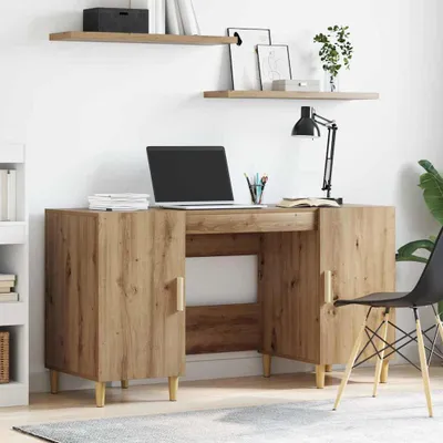 Image de Maison Exclusive - Bureau Chêne Artisan 140 x 50 x 75 cm Matériau dérivé du bois
