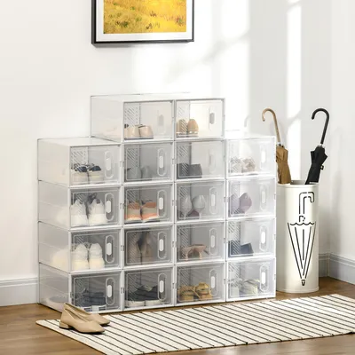 Produktbild von Sweiko Modulares Regalsystem mit 18 Fächern, Steckregal, 25 cm x 35 cm x 19 cm, Transparent
