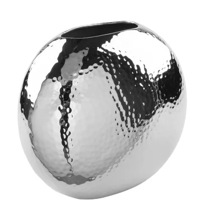Produktbild von Fink LUNA, Vase, vernickelt, Eisen, gehämmert, silberfarben, L. 9.5 cm, B. 16 cm, H. 14.5 cm 157087