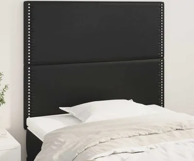 Produktbild von Design Möbel Kopfteile 2er Set Schwarz 100x5x78/88 cm Kunstleder - 2024 Neu