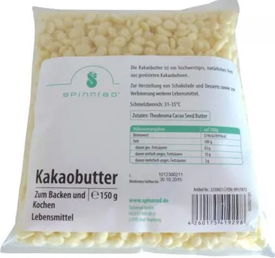 Obrázek produktu pro Spinnrad kakaové máslo na vaření a pečení, sáček 150 g