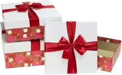 Immagine prodotto di Set di scatole regalo Rozette 3 pezzi rosso-bianco