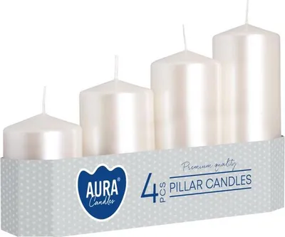 Zdjęcie produktu dla Świeca stopniowana BISPOL Aura 11-33H 7-13CM SW50/4 BIAŁA PERŁA 4szt.