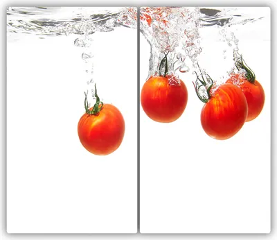 Produktbild von Tulup Glas-Herdabdeckplatte - 2x30x52cm - Glaskeramikkochfeld-Abdeckung Spritzschutz Zweiteilig Tomaten unter Wasser