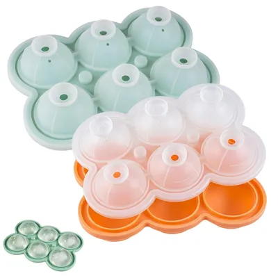2 runde Silikon-Eiswürfelformen mit Deckel, 4,5 cm, BPA-frei