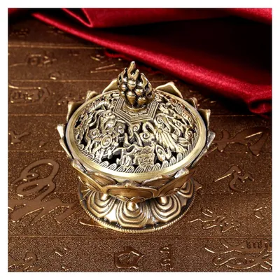 Produktbild von Räuchergefäß aus Zinklegierung, Vintage-Lotus-Form, für Kohle und Räucherkegel, 2,71 x 7 cm – Bronze
