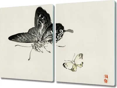 Produktbild von Coloray Hackbrett Küchenbrett Kochplattenabdeckung Schneidebrett Herdabdeckplatte 2x40x52 cm - Insekten Schmetterling