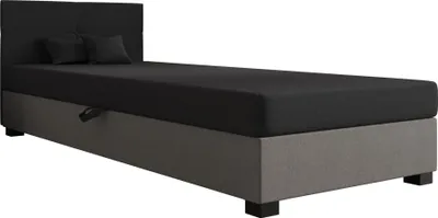 Produktbild von AURA SOFA Boxspringbett SILO 120x195 Komplett-Set mit Bonell Matratze, Polsterbett mit Bettkästen - Grau/Dunkelgrau, SAWANA 21/05