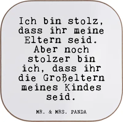 Produktbild von Mr. & Mrs. Panda Untersetzer für Gläser Ich bin stolz, dass... - Weiß - Geschenk, Großeltern, Coaster, Sprüche, gläseruntersetzer, Enkelin Geburt, Enkel, Oma Opa, Tasse