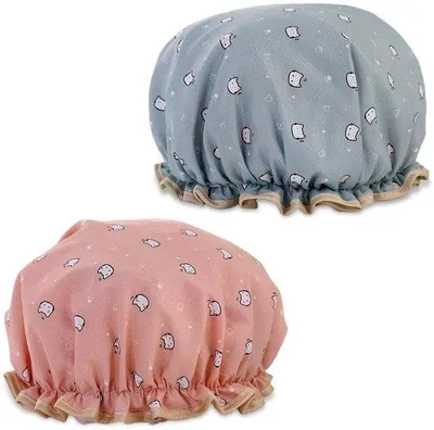 Produktbild von Famanu Duschhaube 2 Stück Wasserfest - Wiederverwendbare Schlafhaube