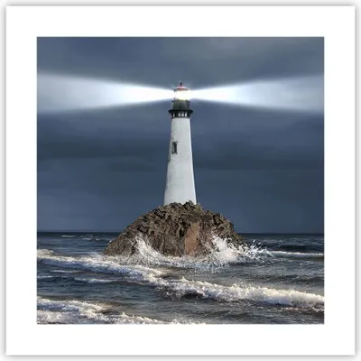 Produktbild von Poster - Poster ohne Rahmen - Leuchtturm Meer - 40x40 cm - Wand Bild - Wanddeko - Wandbilder - Kunstposter - Wandposter - Bilder - Kunstdruck - Wanddekoration - Wandbild - P2XAC40x40-3550