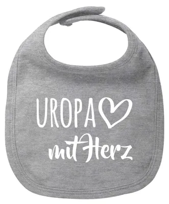 Produktbild von Huuraa Baby Lätzchen Uropa mit Herz Heather Grey Klettverschluss  Baumwolle Latz Geschenkidee