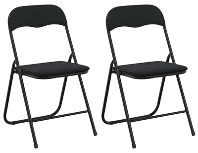 Produktbild von vidaXL Klappstuhl 2 pcs Schwarz 48 x 44 x 78 cm Samt