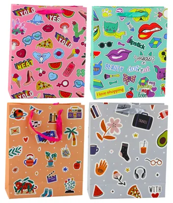 Obrázok produktu pre Nálepky na darčekové tašky farebné pečiatky 32 X 26 X 12 cm