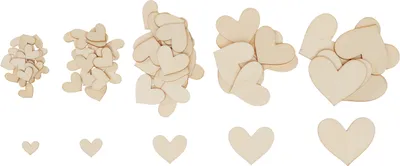 Produktbild von VBS Streuteile Herz "Mila", L 1,5/2/3/4/5 cm, 80 Stück, Sperrholz