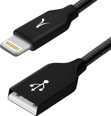 Zdjęcie produktu dla Metalowy kabel Akashi Lightning do ładowania i przesyłania danych - czarny