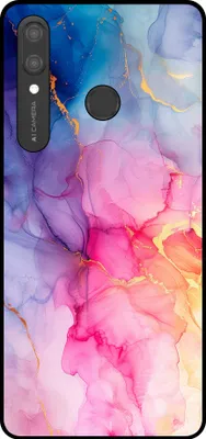 Immagine prodotto di Smartphonica Custodia per telefono adatta a Huawei P Smart (2019) con stampa in marmo - Custodia posteriore in TPU con design in marmo - Arcobaleno