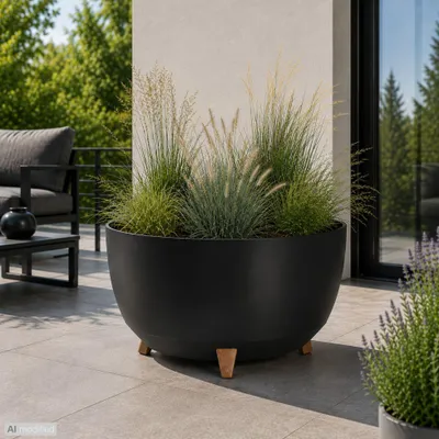 Produktbild von Milano Dekorativer Blumentopf mit Füßen schwarz L