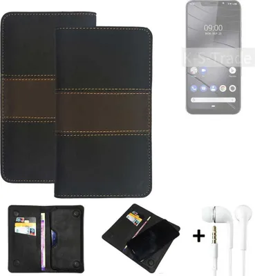 Produktbild von K-S-Trade Handyhülle + Kopfhörer kompatibel mit Gigaset GS195 Schutzhülle Walletcase Bookstyle Tasche Schutz Case Hülle Wallet Cover Kunstleder