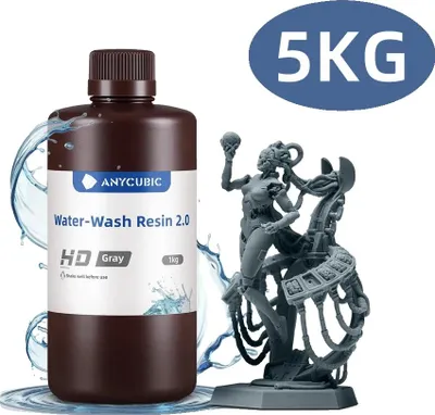 Zdjęcie produktu dla żywica do druku 3D, niskozapachowa, kompatybilna z drukarkami LCD, HD szara, 5 kg