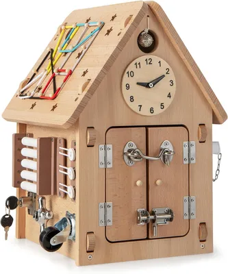 Immagine prodotto di Casa giochi per bambini, struttura ludica con giochi sensoriali e spazio di stoccaggio interno, giocattoli Montessori, giochi motori per bambini