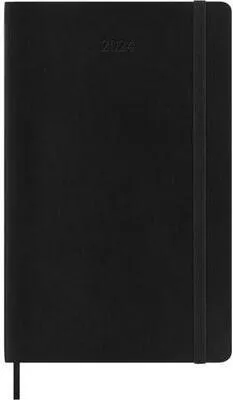 Obrázok produktu pre Moleskine 12 mesačný zápisník 2024, L/A5, 1 mesiac = 2 strany, linajkované strany, mäkká obálka, čierna farba