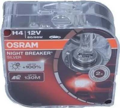Zdjęcie produktu dla Żarówka H4 12V/60/55W P43T  100  Night Breaker Silver Duo Box
