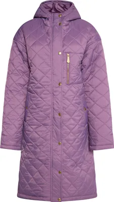 Produktbild von Damen Jacke lila Größe L mit Kapuze, Rautensteppmuster und Synthetikfaserfüllung