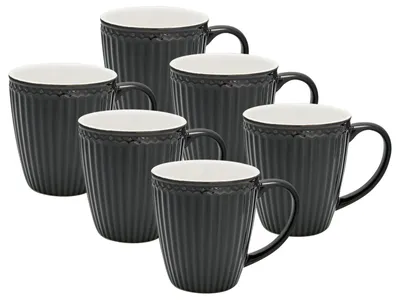 Produktbild von Greengate Alice Becher mit Henkel dark grey 0,4 l Set6
