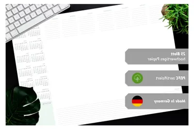 Produktbild von Schreibtischunterlage Wochenplaner & Jahreskalender 2026 im XXL DIN A2-Format für den Schreibtisch | Nachhaltiges Papier, Abreißbar am unteren Ende | Notizblock | Büro, Homeoffice |  Germany
