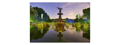 Produktbild von Muralo Fototapete Stadt NY 360 (B) x 240 (H) cm Vlies Tapete Wandtapete New York Park Brunnen Pflanzen Wohnzimmer Schlafzimmer moderne Wandbild Architektur Wand Dekoration