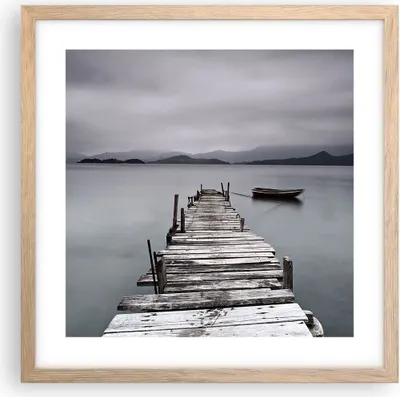 Produktbild von Gerahmtes Poster - Rahmen in heller Eiche - Brücke See - 40x40 cm - Wand Bild - Wanddeko - Wandbilder - Kunstposter - Wandposter - Bilderrahmen - Bilder - Kunstdruck - Wandbild - P2NAC40x40-3547
