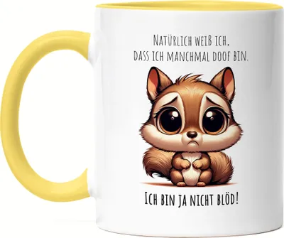 Produktbild von Ich bin ja nicht blöd Eichhörnchen Tasse Gelb Witzig Blöd Traurig