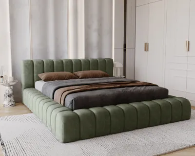 Obrázek produktu pro Čalouněná postel 180x200 Como – silná pěna, úložný prostor, rošt – manželská postel 180x200, elegantní design, zelená
