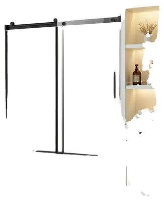 Zdjęcie produktu dla Vevor Bezramowe Przesuwne Drzwi Do Wanny 1422-1524X1524Mm Czarne Premium