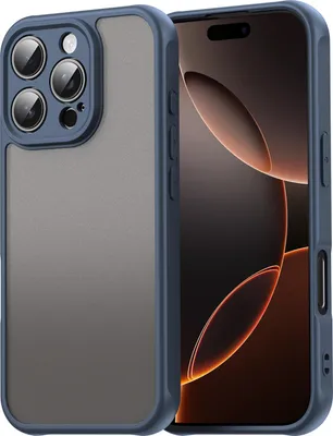 Produktbild von Matt Hülle für iPhone 16 Pro mit Kameraschutz, Transluzente Matt Rückseite Stoßfeste Handyhülle Blau