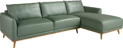 Produktbild von Angel Cerdá Rechtes Chaiselongue-Sofa in grünem Leder 6199