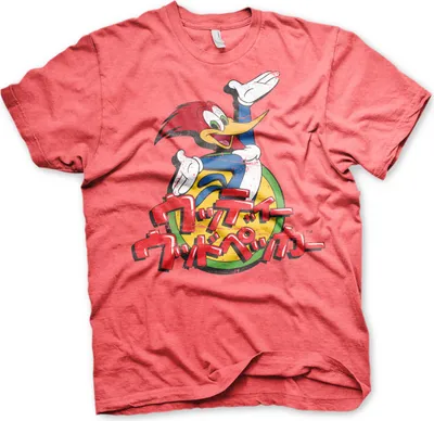 Produktbild von Woody Woodpecker Washed Japanese Logo T-Shirt - Small - Red-Heather