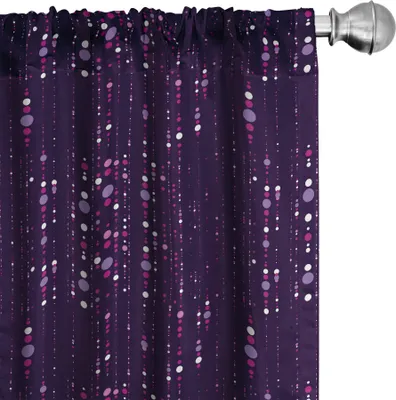 Obrázek produktu pro ABAKUHAUS Abstraktní závěsy, záclony, tečkovaný vzor v mnoha velikostech – souhrnná ilustrace v purpurových tónech, 2 kusy 75 x 175 cm, tmavě fialová, fuchsiová, lila