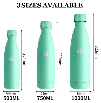 Produktbild von Edelstahl Trinkflasche 500ml, Auslaufsicher, Doppelwandig, BPA-frei,