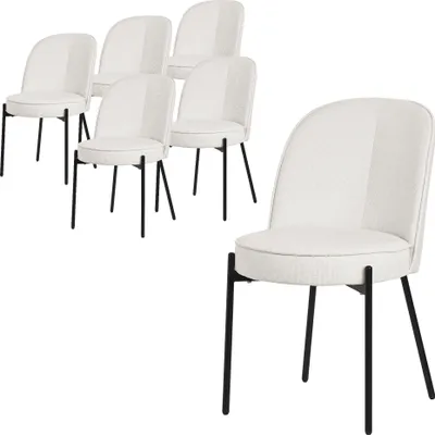 Obrázek produktu pro ML-Design jídelní židle sada 6 béžových polyesterových kuchyňských židlí s kovovými nohami židle do obývacího pokoje s opěradlem čalouněné židle do jídelny kuchyně