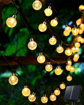 Solar-Lichtsnoer 6,5 m, 30 LED-Kristallkugeln, warmweiß, IP65