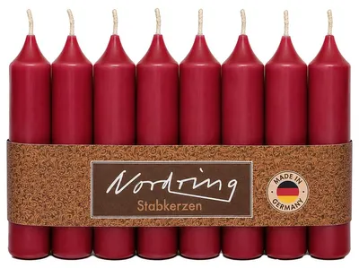 Immagine prodotto di Candele a bastoncino rosse - 2,2 x 11 cm - Paraffina - 8 pezzi - Durata di combustione 4 ore