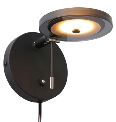 Produktbild von Wandleuchte, Metall Rauchglas, schwarz, dimmbar, H 17 cm
