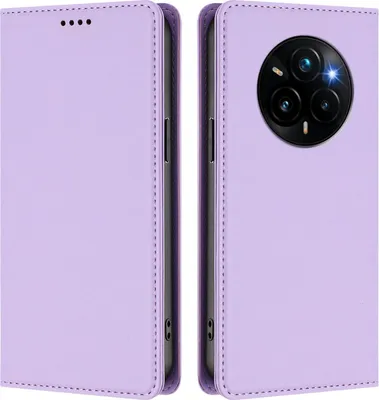 Immagine prodotto di Custodia in pelle per Realme 14 Pro+ 5G, custodia a libro magnetica in Finto cuoio con supporto, viola chiaro