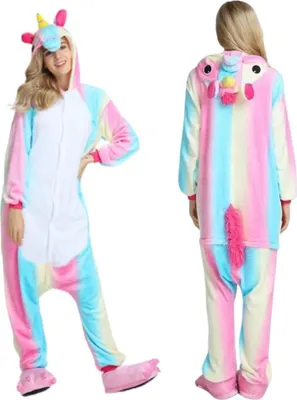 Zdjęcie produktu dla Onesie kigurumi ciepła piżama jednoczęściowa tęcza jednorożęc kombinezon L